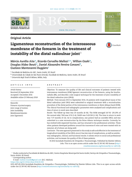 Ligamentous Reconstruction of the Interosseous Membrane