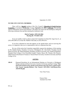 There Will Be a Special Meeting of the City Council's