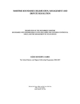 Maritime Boundaries Delimitation, Management and Dispute Resolution