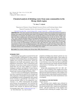 Chemical Analysis of Drinking Water from Some Communities in the Brong Ahafo Region