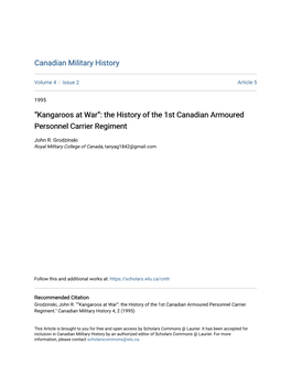 The History of the 1St Canadian Armoured Personnel Carrier Regiment