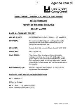 Revised Restoration of Quarry Workings Utilising the Importation of Suitable Inert Material to Achieve a Beneficial Afteruse of the Site