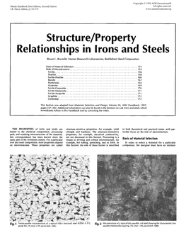 Structure/Property Relationships in Irons and Steels Bruce L