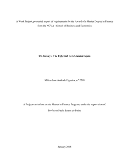 A Work Project, Presented As Part of Requirements for the Award of a Master Degree in Finance from the NOVA - School of Business and Economics