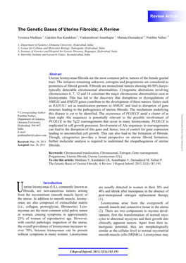 The Genetic Bases of Uterine Fibroids; a Review