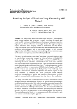 Sensitivity Analysis of Non-Linear Steep Waves Using VOF Method