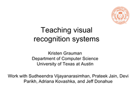 Teaching Visual Recognition Systems