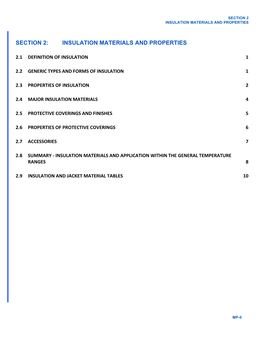 Section 2: Insulation Materials and Properties