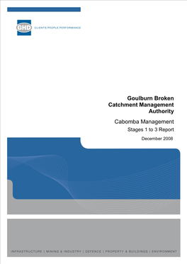 Goulburn Broken Catchment Management Authority Cabomba Management Stages 1 to 3 Report