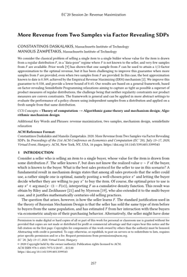 More Revenue from Two Samples Via Factor Revealing Sdps