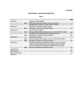 Chapter W-9 - Wildlife Properties