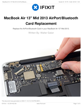 Macbook Air 13" Mid 2013 Airport/Bluetooth Card Replacement