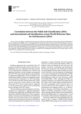 Correlation Between the Polish Soil Classification (2011) and International Soil Classification System World Reference Base for Soil Resources (2015)