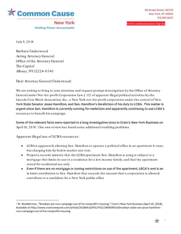 Barbara Underwood Acting Attorney General Office of the Attorney General the Capitol Albany, NY 12224-0341 Dear Attorney Genera