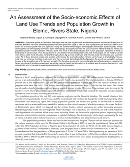An Assessment of the Socio-Economic Effects of Land Use Trends and Population Growth in Eleme, Rivers State, Nigeria
