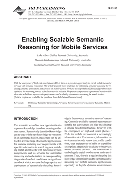 Enabling Scalable Semantic Reasoning for Mobile Services