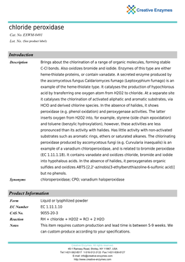 Chloride Peroxidase Cat