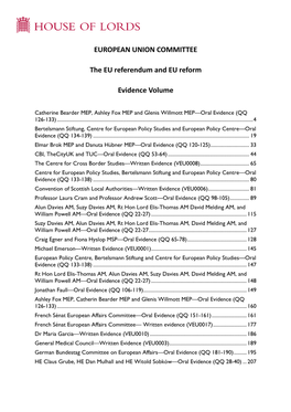 The EU Referendum and EU Reform