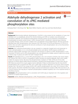 Aldehyde Dehydrogenase 2 Activation and Coevolution of Its Εpkc