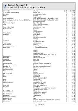 Rock of Ages Part 3 751 曲、合計時間：2:09:29:58 、3.16 GB