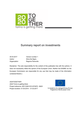 Summary Report on Investments