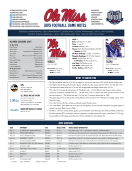 Ole Miss Game Notes