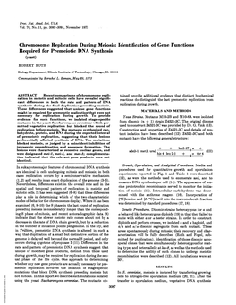 Chromosome Replication Duringmeiosis