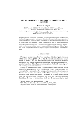 Measuring Fractals by Infinite and Infinitesimal Numbers