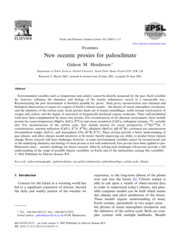 New Oceanic Proxies for Paleoclimate