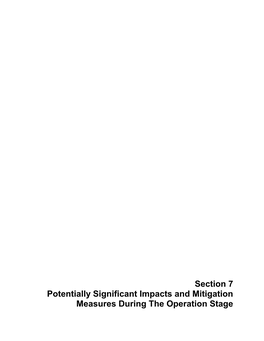 Section 7 Potentially Significant Impacts and Mitigation Measures During the Operation Stage