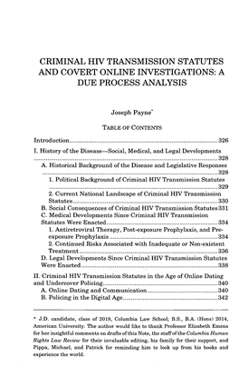 Criminal Hiv Transmission Statutes and Covert Online Investigations: a Due Process Analysis