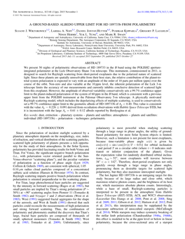 A GROUND-BASED ALBEDO UPPER LIMIT for HD 189733B from POLARIMETRY Sloane J