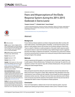 Fears and Misperceptions of the Ebola Response System During the 2014-2015 Outbreak in Sierra Leone