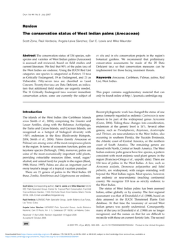 Review the Conservation Status of West Indian Palms (Arecaceae)