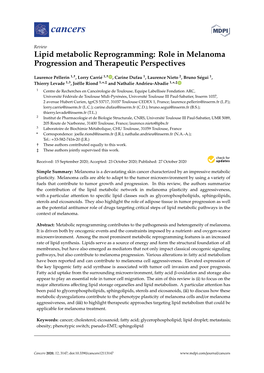 Lipid Metabolic Reprogramming: Role in Melanoma Progression and Therapeutic Perspectives