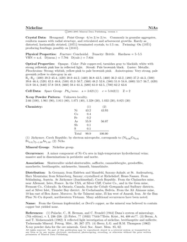 Nickeline Nias C 2001-2005 Mineral Data Publishing, Version 1