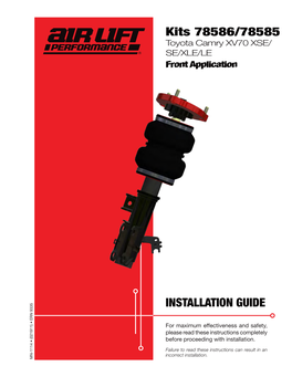 INSTALLATION GUIDE Kits 78586/78585