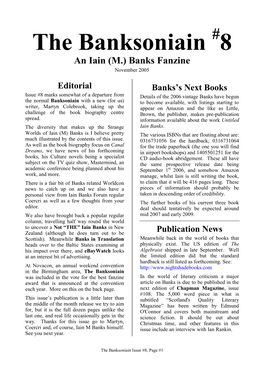 The Banksoniain #8 an Iain (M.) Banks Fanzine November 2005