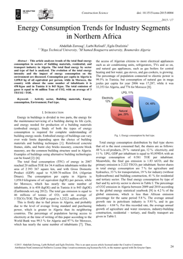 Energy Consumption Trends for Industry Segments in Northern Africa