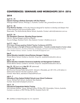 Conferences/ Seminars and Workshops 2014 -2016