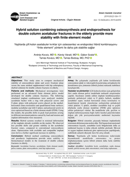 Hybrid Solution Combining Osteosynthesis and Endoprosthesis for Double Column Acetabular Fractures in the Elderly Provide More Stability with Finite Element Model