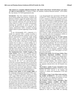 The Moon Is a Harsh Chromatogram: the Most Strategic Knowledge Gap (Skg) at the Lunar Surface E