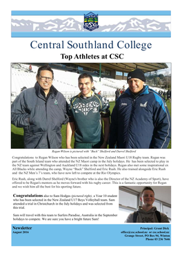 Central Southland College Newsletter Aug 2016