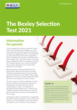 The Bexley Selection Test Leaflet
