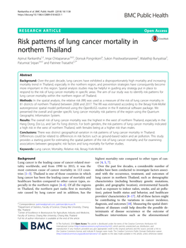 Risk Patterns of Lung Cancer Mortality in Northern Thailand