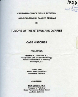 Tumors of the Uterus and Ovaries