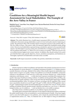 Conditions for a Meaningful Health Impact Assessment for Local Stakeholders: the Example of the Arve Valley in France