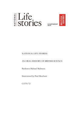 National Life Stories an Oral History of British Science