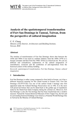 Analysis of the Spatiotemporal Transformation of Fort San Domingo in Tamsui, Taiwan, from the Perspective of Cultural Imagination