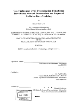 Geosynchronous Orbit Determination Using Space Surveillance Network Observations and Improved Radiative Force Modeling